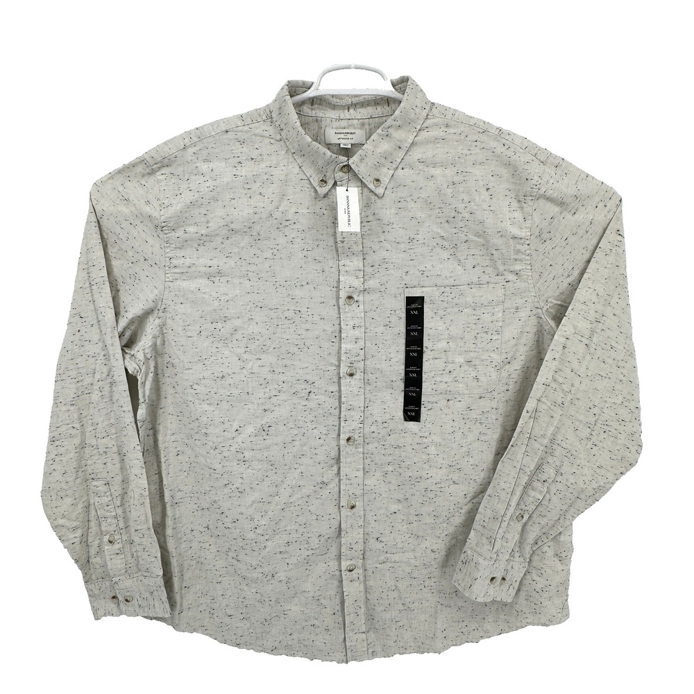 Banana Republic Mens XXL Slim Fit Untucked Fit Classicu Quiet Luxury Grey NWT